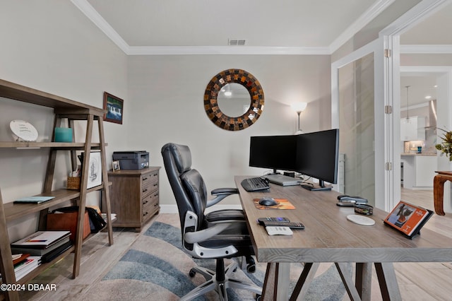 office featuring crown molding