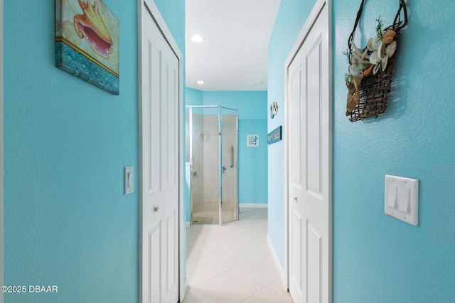 310 Coral Reef Way, Daytona Beach, FL 32124 - hall featuring recessed lighting, light tile patterned flooring, and baseboards