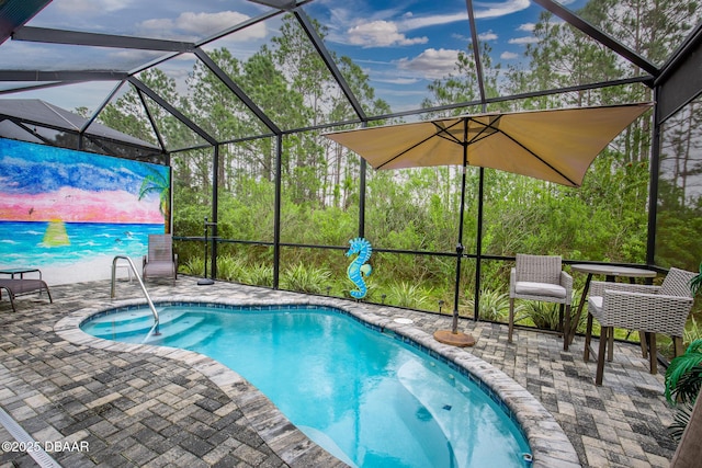 310 Coral Reef Way, Daytona Beach, FL 32124 - outdoor pool featuring glass enclosure and a patio