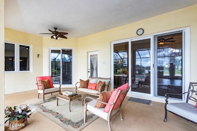 view of patio / terrace featuring outdoor lounge area and ceiling fan