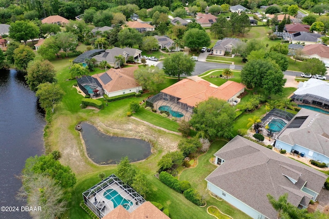 bird's eye view featuring a water view