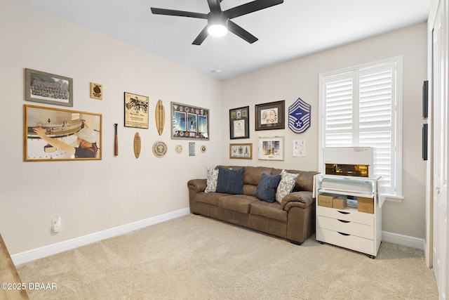 1602 Killian Drive Ne, Palm Bay, FL 32905 - carpeted living area with ceiling fan and baseboards
