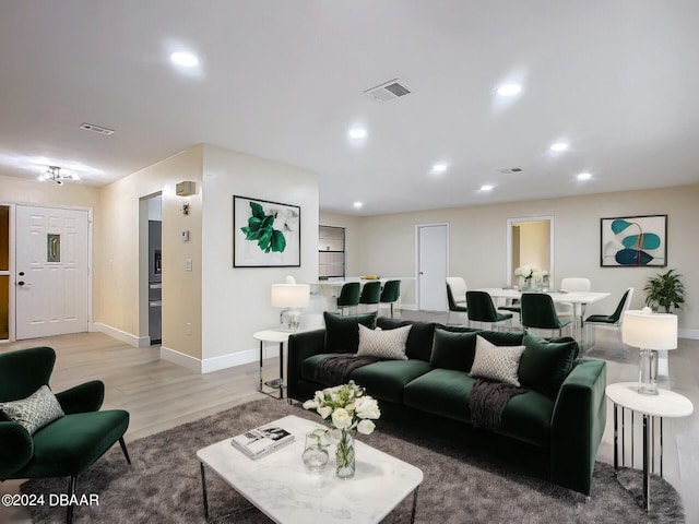 living room with hardwood / wood-style flooring