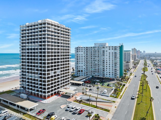 exterior space with a view of the beach and a water view