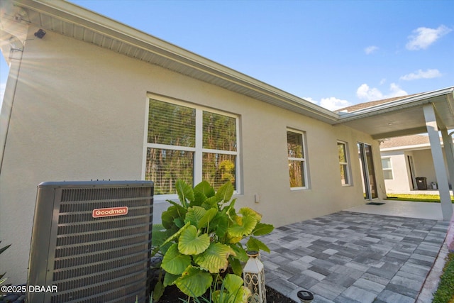 exterior space featuring central air condition unit