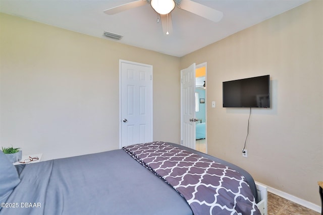 7 Azalea Dr, Ormond Beach, FL 32176 - bedroom featuring baseboards, ceiling fan, and visible vents