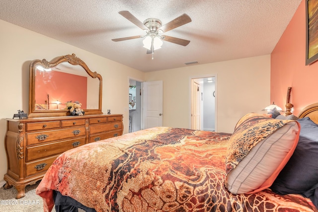 198 Heather Lane Dr, Deltona, FL 32738 - carpeted bedroom featuring a ceiling fan and a textured ceiling