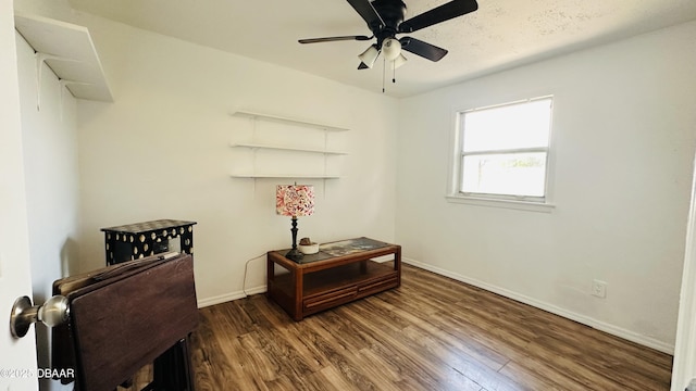 1228 Leon Ln, Daytona Beach, FL 32117 - sitting room with wood finished floors, baseboards, and ceiling fan