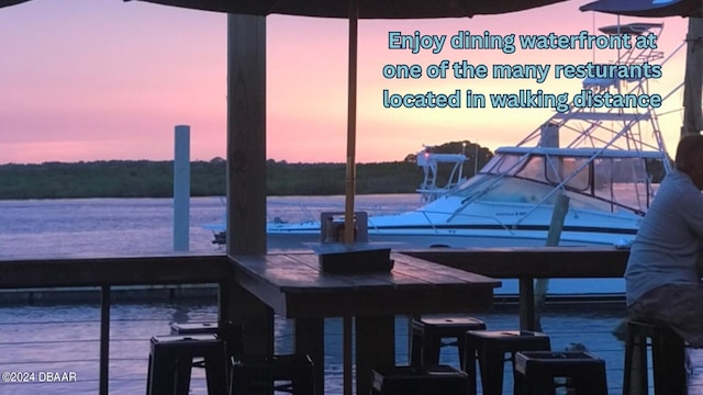 dock area featuring a water view