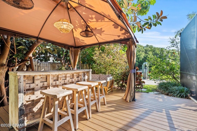 wooden deck with a gazebo