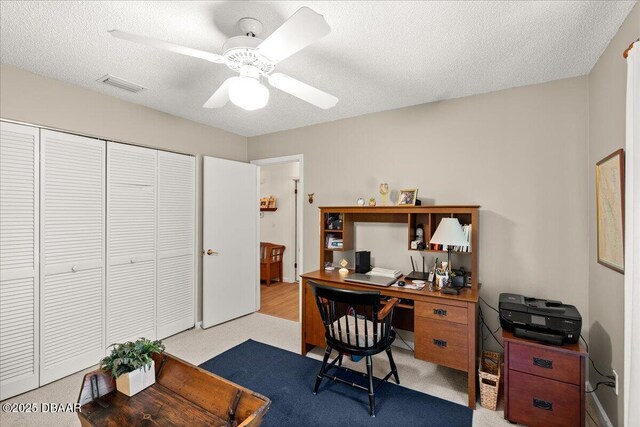5 Southern Pine Trl, Ormond Beach, FL 32174 - carpeted office space featuring ceiling fan and a textured ceiling