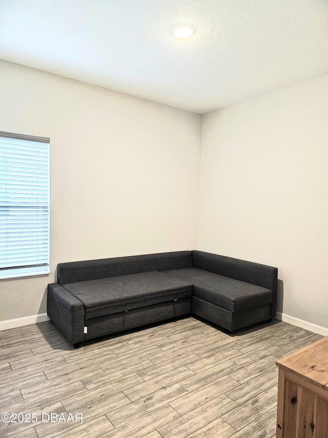 interior space with baseboards and wood finished floors