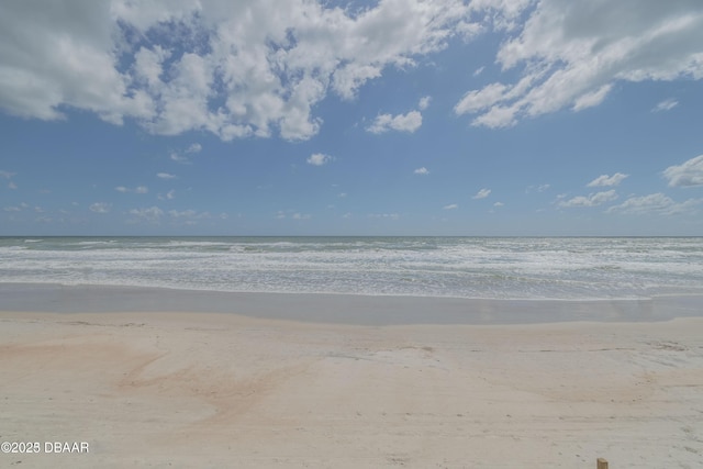 view of water feature with a view of the beach