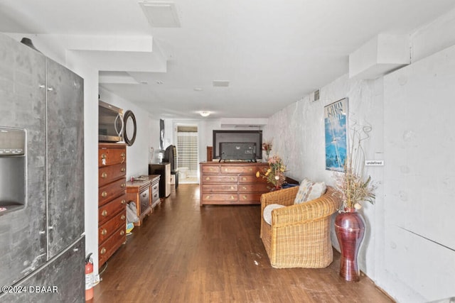 interior space with dark wood-type flooring