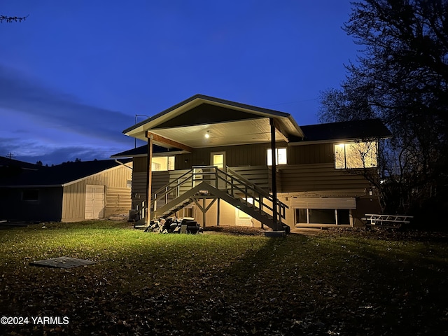 back of house with stairway