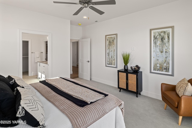 201 E Chinook Rd Lot # 10, Ellensburg, WA 98926 - bedroom with light colored carpet, baseboards, ensuite bath, recessed lighting, and ceiling fan
