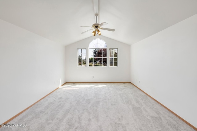 23812 21st Dr Unit Se, Bothell, WA 98021 - carpeted empty room with baseboards, lofted ceiling with beams, and ceiling fan