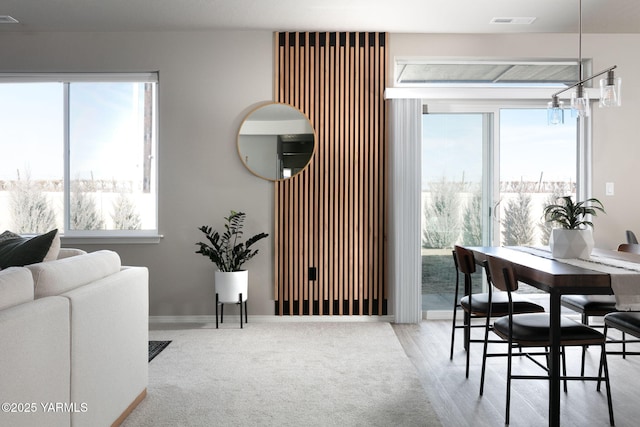 dining space with visible vents, plenty of natural light, and baseboards