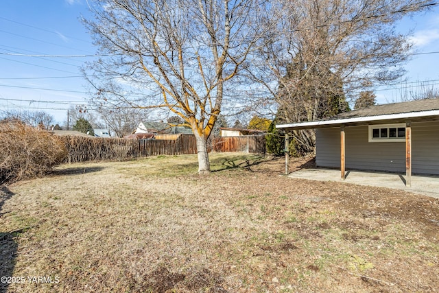 view of yard with fence