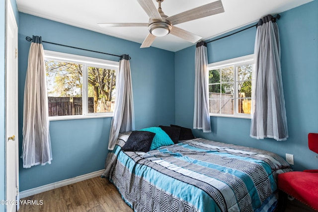 1510 Hathaway St, Yakima, WA 98902 - bedroom with baseboards, ceiling fan, and wood finished floors