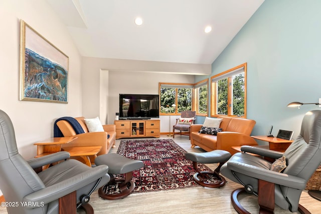 1011 N 79th Ave, Yakima, WA 98908 - living area with wood finished floors, high vaulted ceiling, and recessed lighting