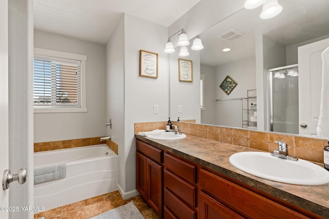 212 Golding St, Moxee, WA 98936 - bathroom with a stall shower, double vanity, and a garden tub