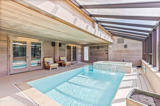 5902 Glacier Way, Yakima, WA 98908 - view of pool featuring french doors, a pool with connected hot tub, and a wooden deck