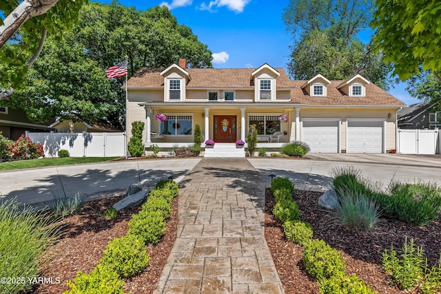 3703 W Chestnut Ave, Yakima, WA 98902 - traditional home with a porch, driveway, a garage, a chimney, and a gate