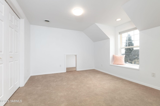 3703 W Chestnut Ave, Yakima, WA 98902 - additional living space featuring light colored carpet, baseboards, lofted ceiling, and recessed lighting