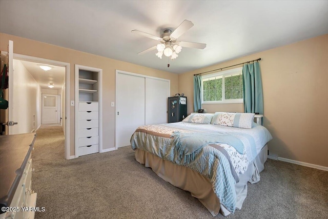 3700 Sheller Rd, Sunnyside, WA 98944 - bedroom with carpet, baseboards, and a ceiling fan
