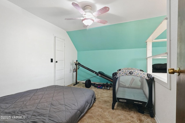 310 Sage Trail Rd, Yakima, WA 98901 - bedroom with carpet, lofted ceiling, a ceiling fan, and baseboards