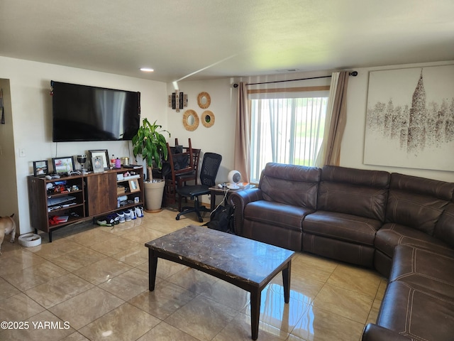 view of tiled living area