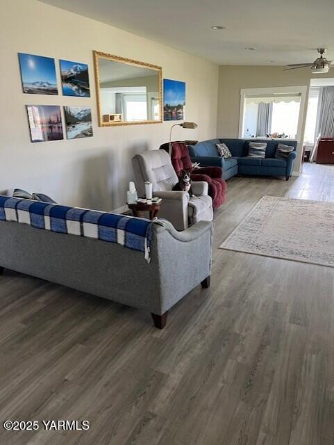 living area featuring wood finished floors