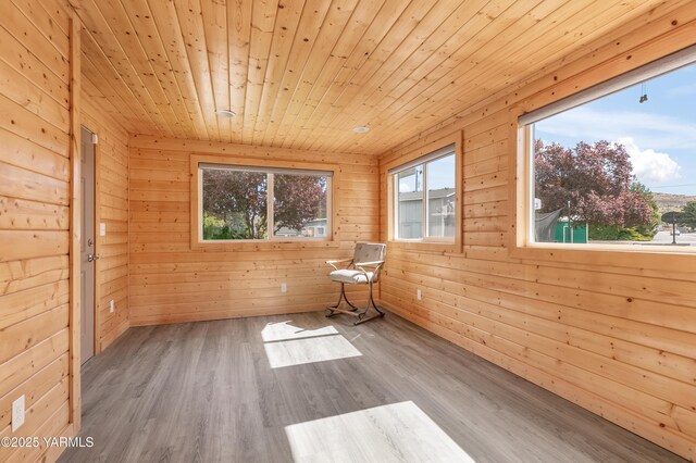 851 E Selah Rd, Yakima, WA 98901 - empty room featuring wood ceiling, wood finished floors, and wooden walls