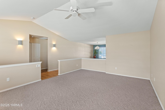 12 N 93rd Ave, Yakima, WA 98908 - carpeted empty room with baseboards, a ceiling fan, and lofted ceiling