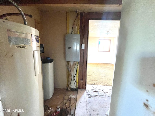 utilities with water heater and electric panel
