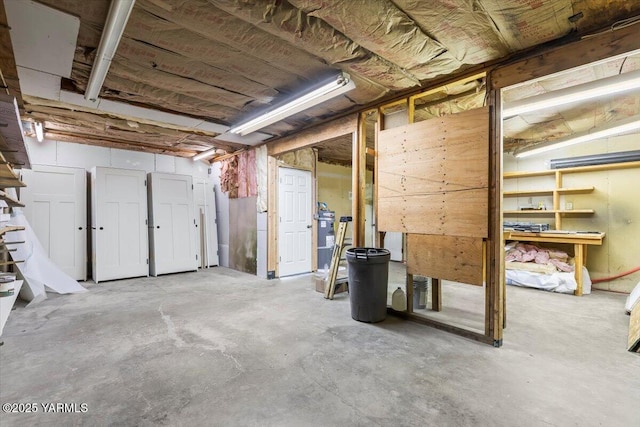 view of unfinished basement