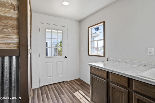 3485 Selah Loop Rd, Selah, WA 98942 - doorway to outside featuring dark wood-style flooring and a sink