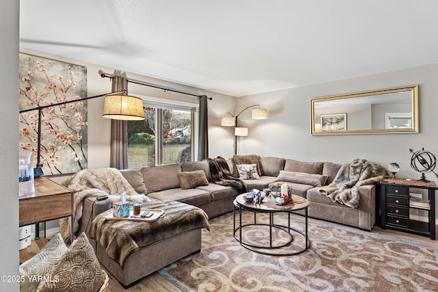 living area with wood finished floors