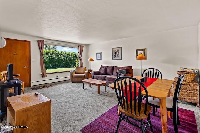 1501 W Chestnut Ave Unit 5, Yakima, WA 98902 - carpeted living area with a baseboard heating unit and a textured ceiling