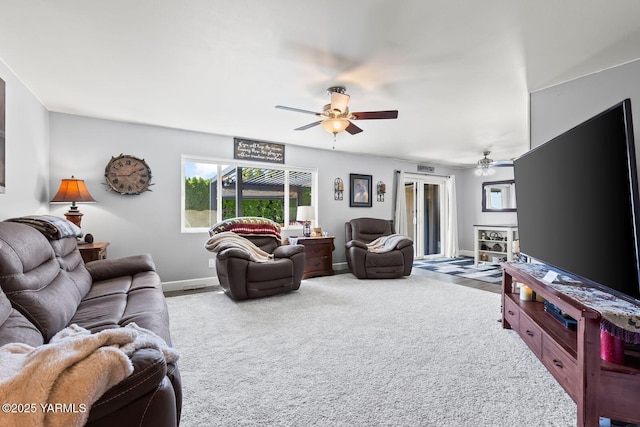 602 N 57th Ave, Yakima, WA 98901 - carpeted living room with a ceiling fan and baseboards