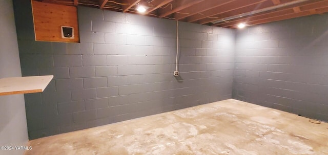 view of unfinished basement