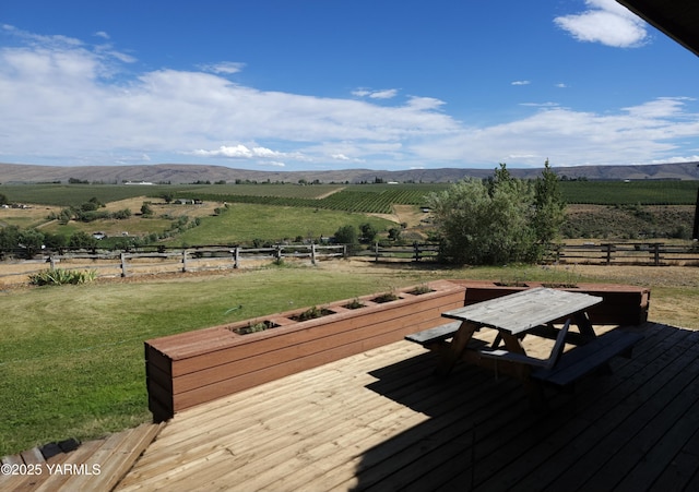13520 Fisk Rd, Yakima, WA 98908 - wooden deck featuring a view of countryside, a mountain view, and agricultural area