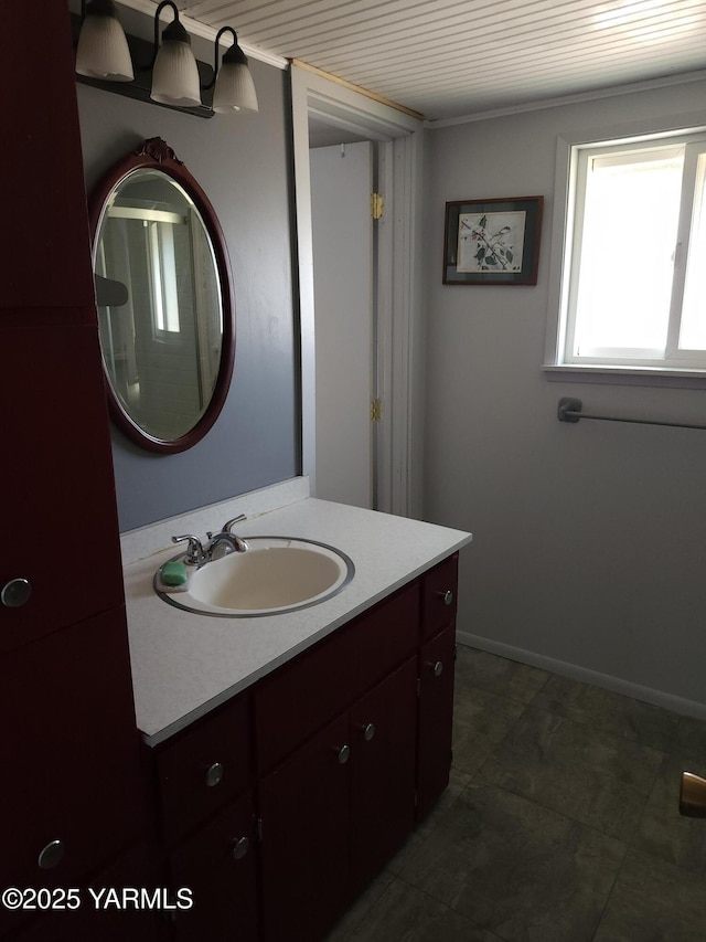 13520 Fisk Rd, Yakima, WA 98908 - bathroom with vanity and baseboards
