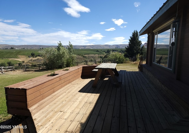 13520 Fisk Rd, Yakima, WA 98908 - wooden deck with a view of countryside, a mountain view, and agricultural plots