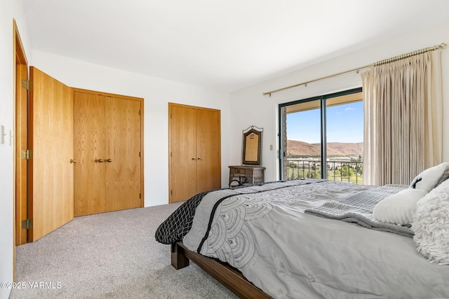 1011 N 42nd Pl, Yakima, WA 98908 - bedroom with access to exterior, carpet floors, multiple closets, and a mountain view