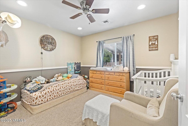 8301 Aspen Rd, Yakima, WA 98903 - carpeted bedroom with ceiling fan and recessed lighting