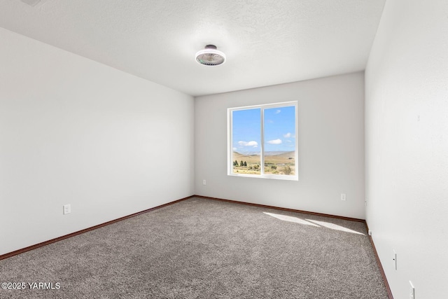 carpeted empty room featuring baseboards and a textured ceiling