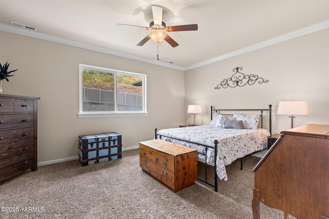 1504 W Naches Ave, Selah, WA 98942 - bedroom featuring ornamental molding, carpet, and a ceiling fan