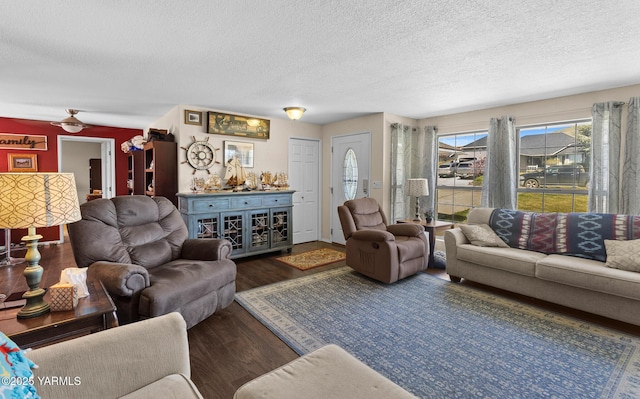 5602 Mount Clemens Way, Yakima, WA 98901 - living area featuring a textured ceiling and wood finished floors